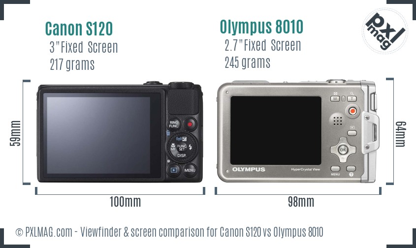 Canon S120 vs Olympus 8010 Screen and Viewfinder comparison