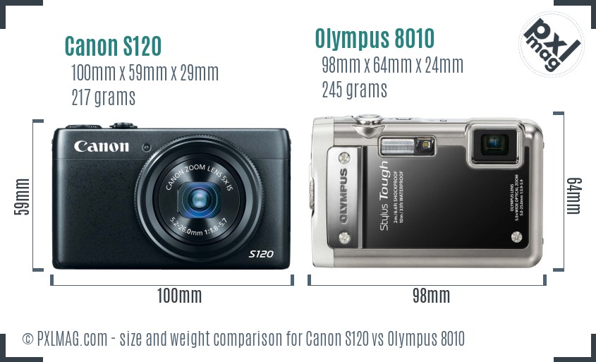 Canon S120 vs Olympus 8010 size comparison