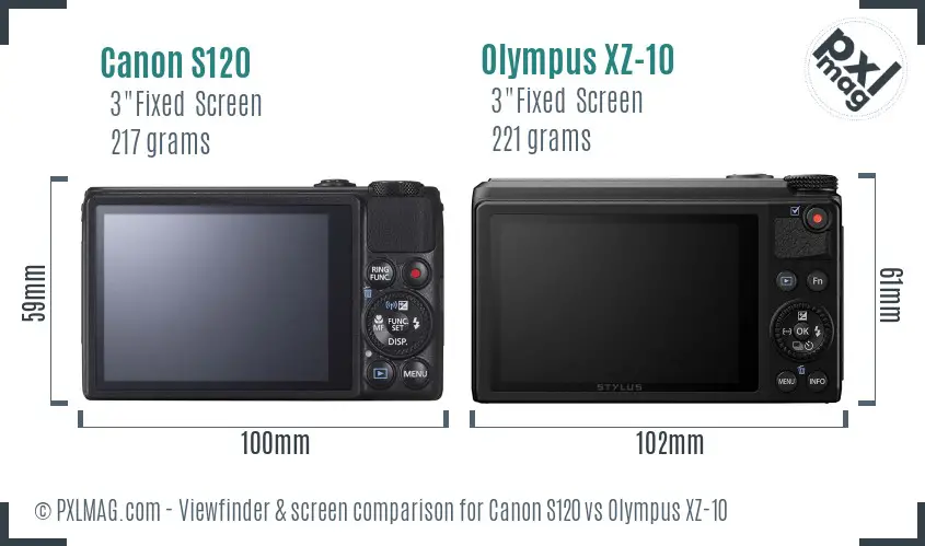Canon S120 vs Olympus XZ-10 Screen and Viewfinder comparison Canon S120 vs Olympus XZ-10 Screen and Viewfinder comparison