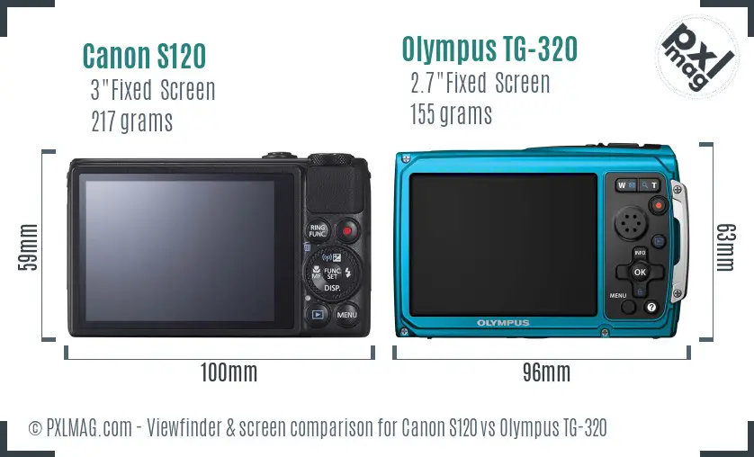 Canon S120 vs Olympus TG-320 Screen and Viewfinder comparison