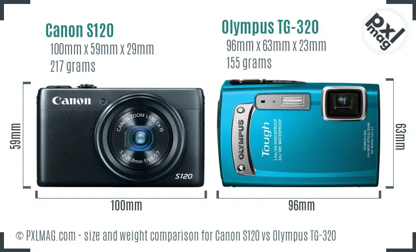 Canon S120 vs Olympus TG-320 size comparison