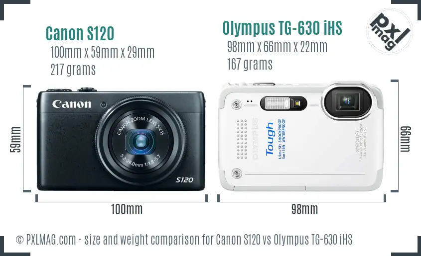 Canon S120 vs Olympus TG-630 iHS size comparison