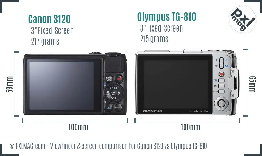 Canon S120 vs Olympus TG-810 Screen and Viewfinder comparison