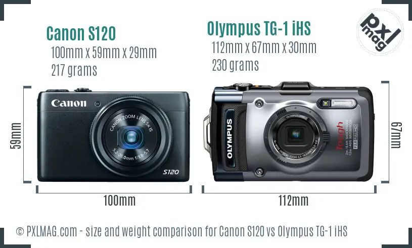 Canon S120 vs Olympus TG-1 iHS size comparison Canon S120 vs Olympus TG-1 iHS size comparison