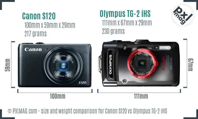 Canon S120 vs Olympus TG-2 iHS size comparison Canon S120 vs Olympus TG-2 iHS size comparison