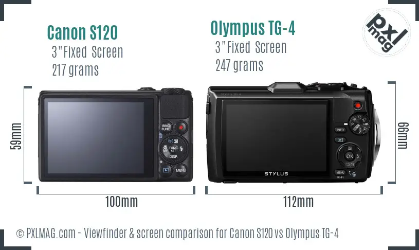 Canon S120 vs Olympus TG-4 Screen and Viewfinder comparison