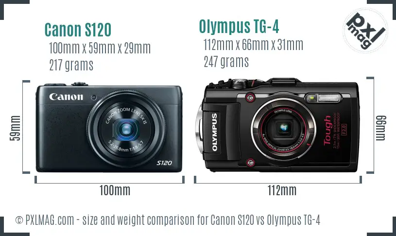 Canon S120 vs Olympus TG-4 size comparison