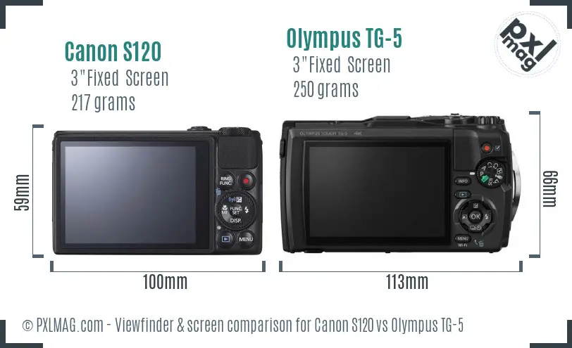 Canon S120 vs Olympus TG-5 Screen and Viewfinder comparison