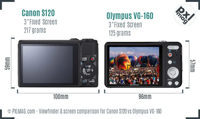 Canon S120 vs Olympus VG-160 Screen and Viewfinder comparison