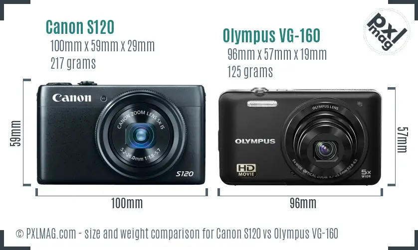 Canon S120 vs Olympus VG-160 size comparison