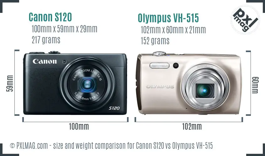 Canon S120 vs Olympus VH-515 size comparison Canon S120 vs Olympus VH-515 size comparison
