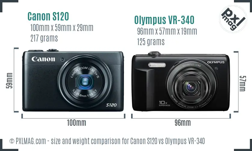 Canon S120 vs Olympus VR-340 size comparison