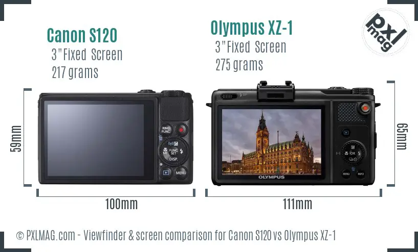 Canon S120 vs Olympus XZ-1 Screen and Viewfinder comparison Canon S120 vs Olympus XZ-1 Screen and Viewfinder comparison