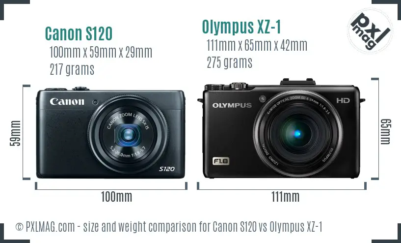 Canon S120 vs Olympus XZ-1 size comparison Canon S120 vs Olympus XZ-1 size comparison