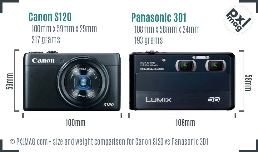 Canon S120 vs Panasonic 3D1 size comparison