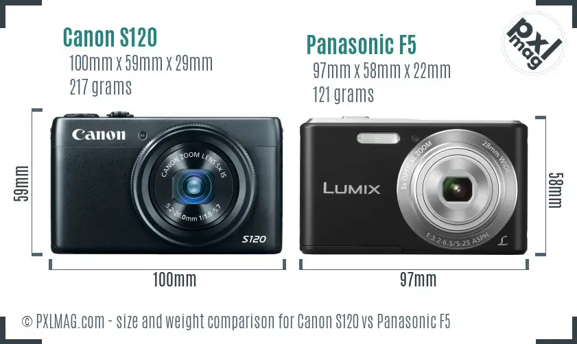 Canon S120 vs Panasonic F5 size comparison