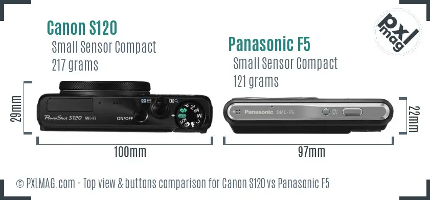 Canon S120 vs Panasonic F5 top view buttons comparison