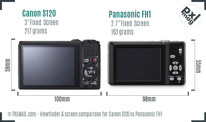 Canon S120 vs Panasonic FH1 Screen and Viewfinder comparison