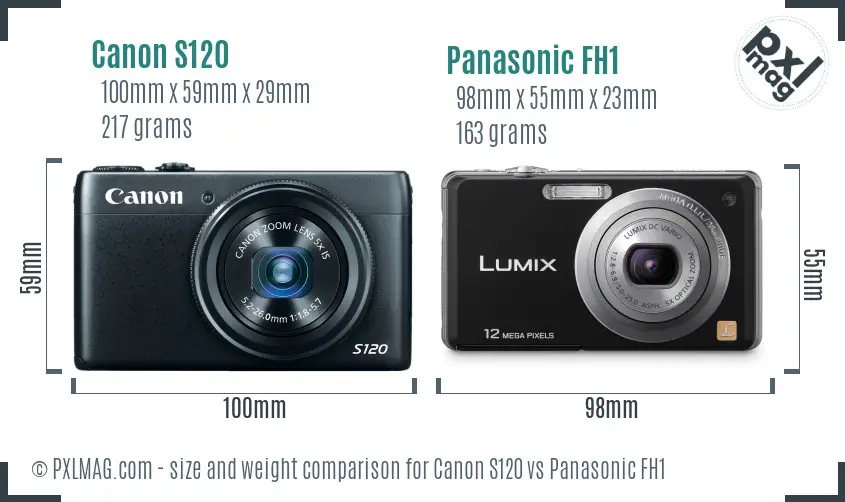 Canon S120 vs Panasonic FH1 size comparison