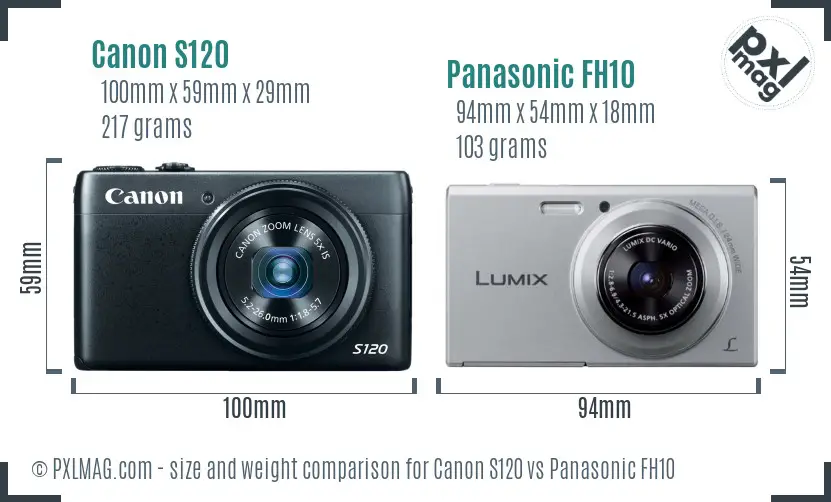 Canon S120 vs Panasonic FH10 size comparison