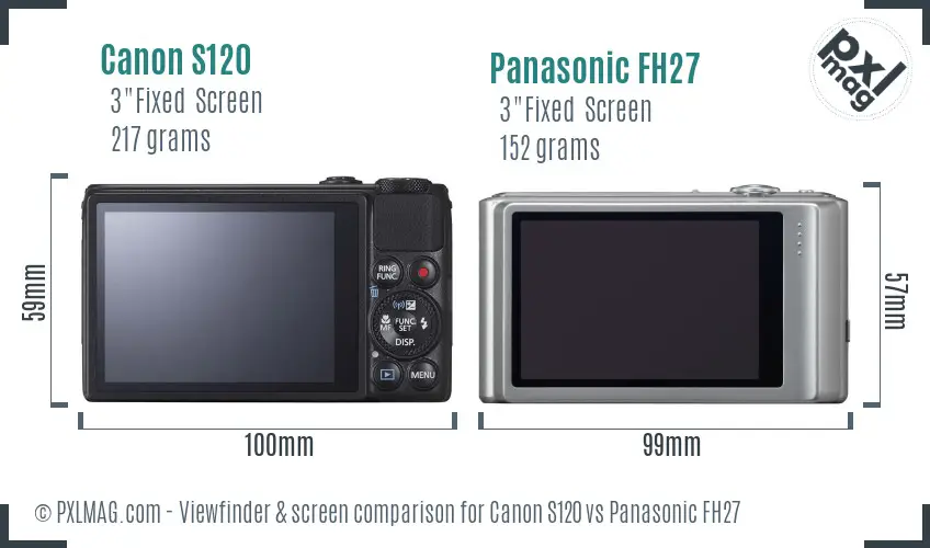 Canon S120 vs Panasonic FH27 Screen and Viewfinder comparison