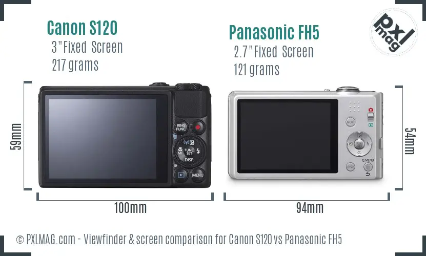 Canon S120 vs Panasonic FH5 Screen and Viewfinder comparison Canon S120 vs Panasonic FH5 Screen and Viewfinder comparison