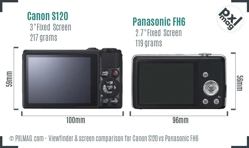 Canon S120 vs Panasonic FH6 Screen and Viewfinder comparison