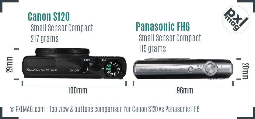 Canon S120 vs Panasonic FH6 top view buttons comparison