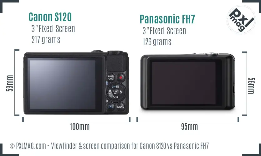 Canon S120 vs Panasonic FH7 Screen and Viewfinder comparison