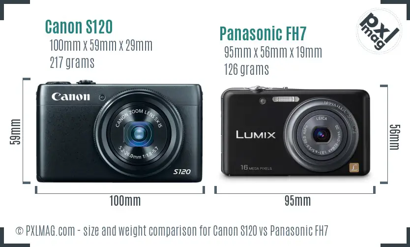 Canon S120 vs Panasonic FH7 size comparison