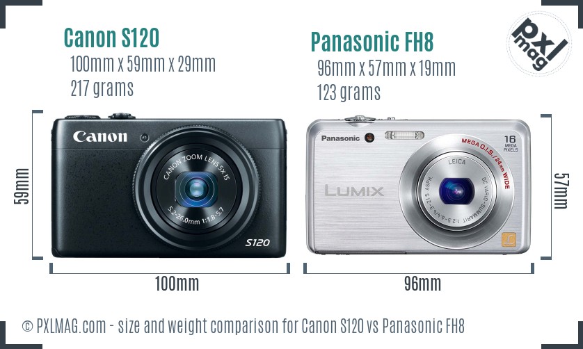 Canon S120 vs Panasonic FH8 size comparison Canon S120 vs Panasonic FH8 size comparison