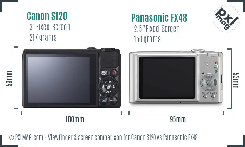 Canon S120 vs Panasonic FX48 Screen and Viewfinder comparison