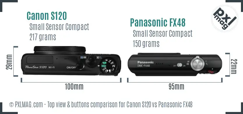 Canon S120 vs Panasonic FX48 top view buttons comparison