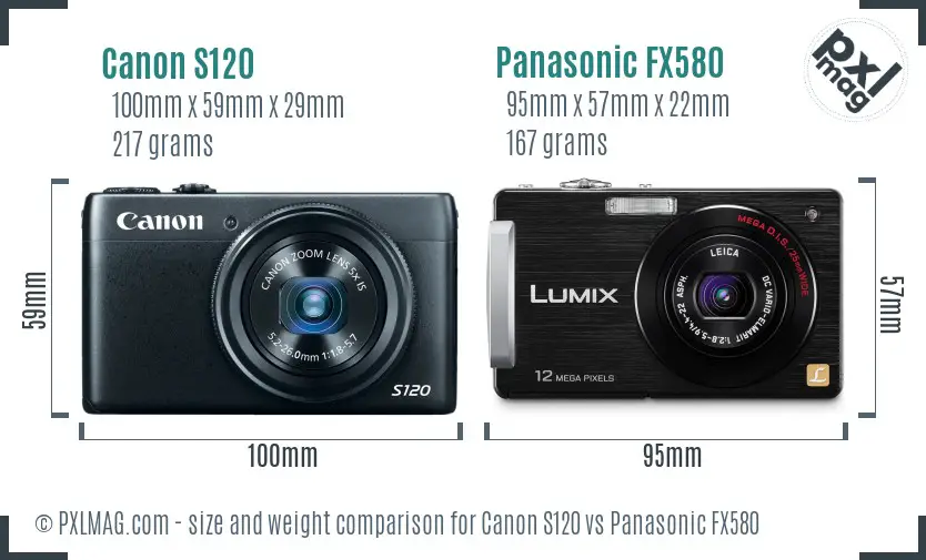 Canon S120 vs Panasonic FX580 size comparison Canon S120 vs Panasonic FX580 size comparison