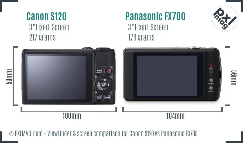 Canon S120 vs Panasonic FX700 Screen and Viewfinder comparison