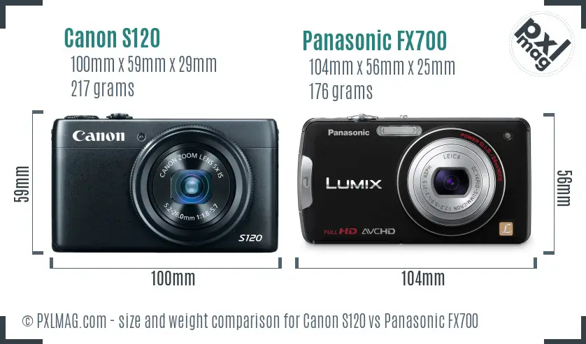 Canon S120 vs Panasonic FX700 size comparison