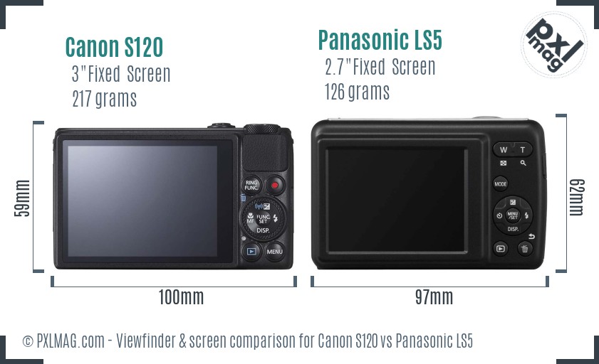 Canon S120 vs Panasonic LS5 Screen and Viewfinder comparison