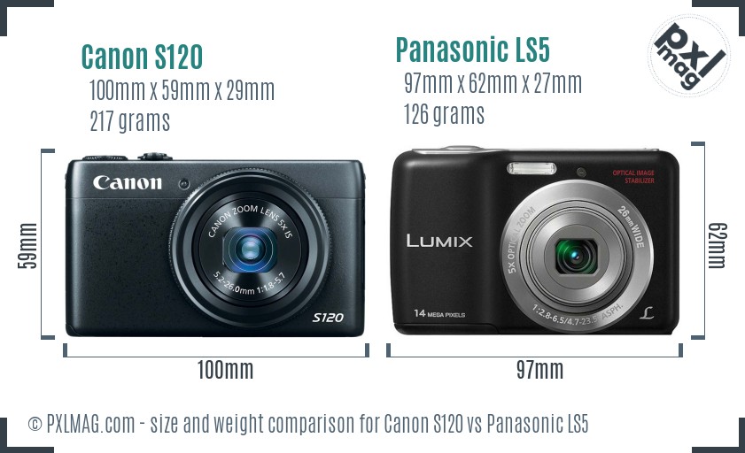 Canon S120 vs Panasonic LS5 size comparison