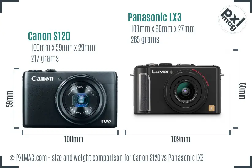 Canon S120 vs Panasonic LX3 size comparison Canon S120 vs Panasonic LX3 size comparison