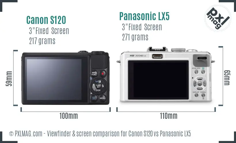 Canon S120 vs Panasonic LX5 Screen and Viewfinder comparison