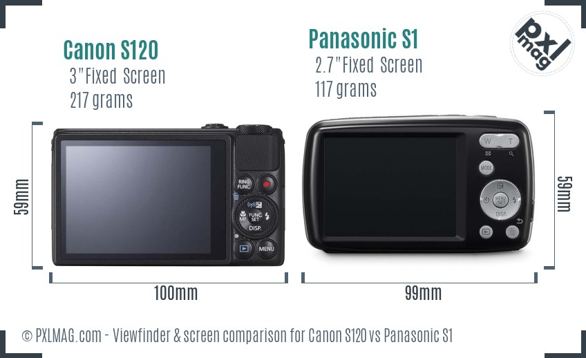 Canon S120 vs Panasonic S1 Screen and Viewfinder comparison