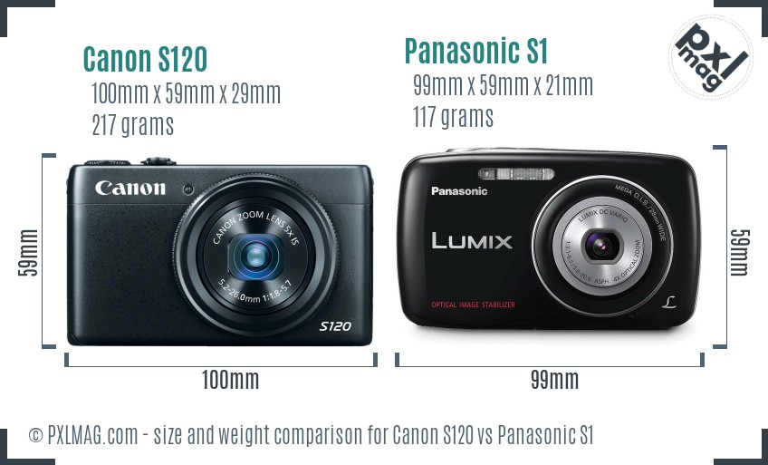Canon S120 vs Panasonic S1 size comparison