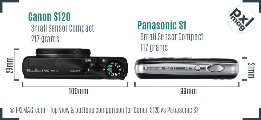Canon S120 vs Panasonic S1 top view buttons comparison