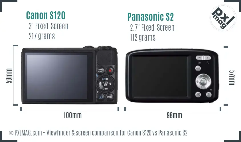 Canon S120 vs Panasonic S2 Screen and Viewfinder comparison Canon S120 vs Panasonic S2 Screen and Viewfinder comparison