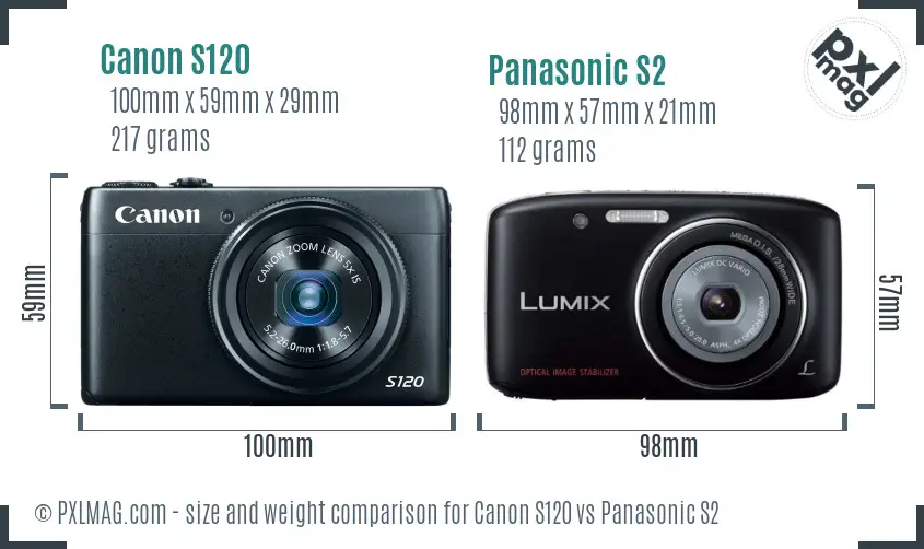 Canon S120 vs Panasonic S2 size comparison Canon S120 vs Panasonic S2 size comparison