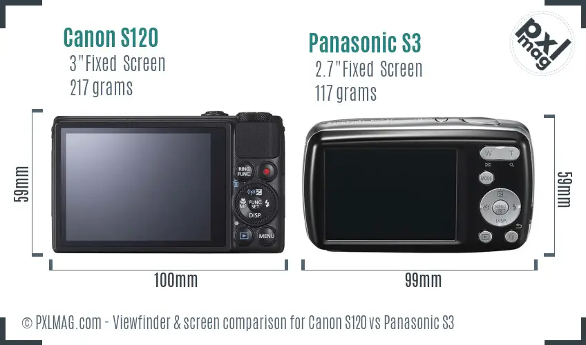 Canon S120 vs Panasonic S3 Screen and Viewfinder comparison