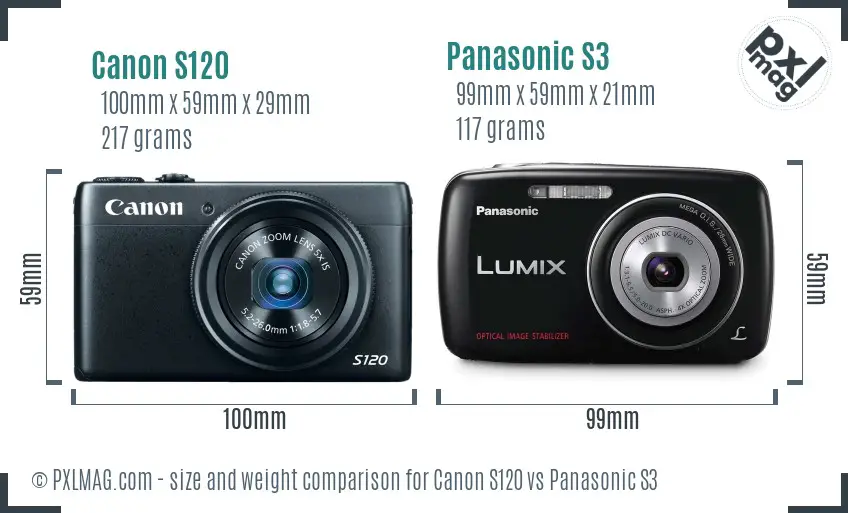 Canon S120 vs Panasonic S3 size comparison