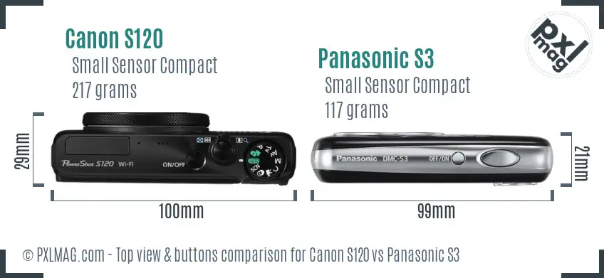 Canon S120 vs Panasonic S3 top view buttons comparison