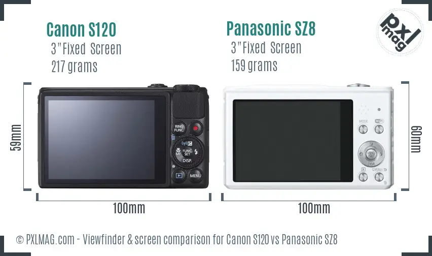 Canon S120 vs Panasonic SZ8 Screen and Viewfinder comparison Canon S120 vs Panasonic SZ8 Screen and Viewfinder comparison