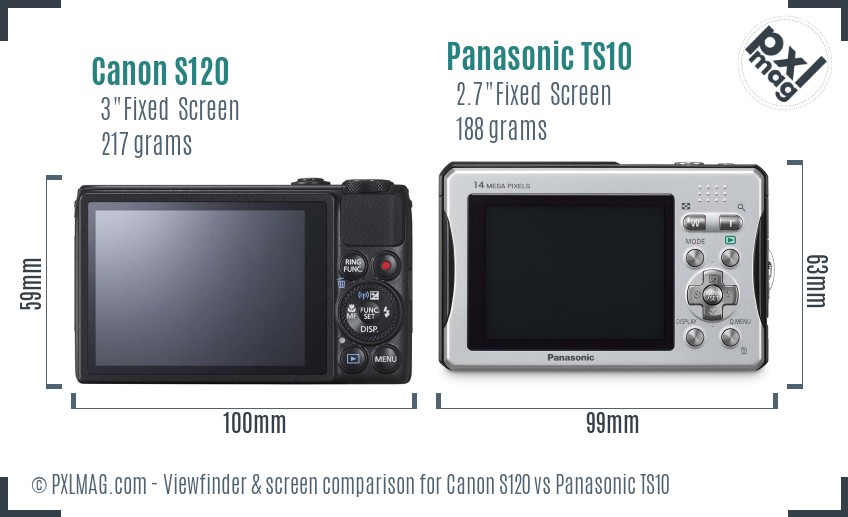 Canon S120 vs Panasonic TS10 Screen and Viewfinder comparison